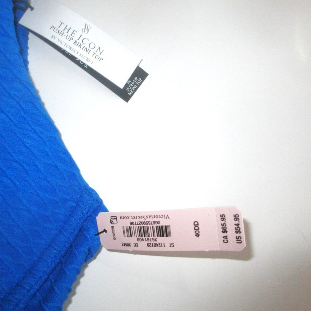 40DD Victoria Secret Swim Icon Push Up Bikini Top "Shocking Blue" NWT Orig. $55 - Picture 6 of 6